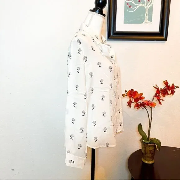 🍋 Velvet Heart • Women’s Dandelion Print Long Sleeve Shirt Size L - Picture 3 of 8